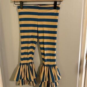 Mustard Pie Striped Ruffle Leggings